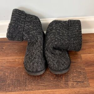 Muk Luks Dark Charcoal Knit Ankle Booties